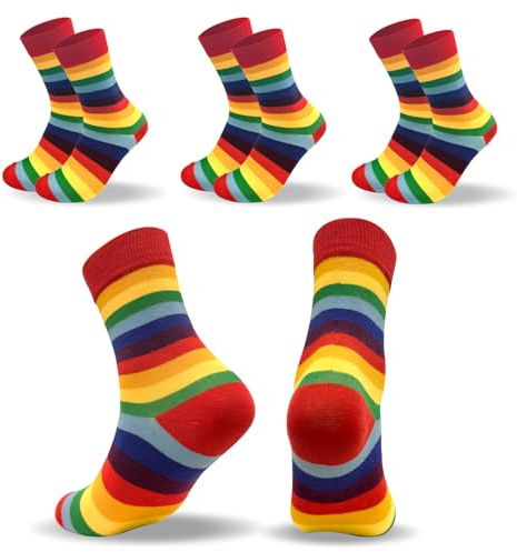 3 pares de calcetines de arco iris, calcetines de becerro a rayas, transpirables, casuales, a la moda, coloridos, accesorios LGBTQ para mujeres, niñas, hombres, regalos, Calcetines de colores A, 4-9