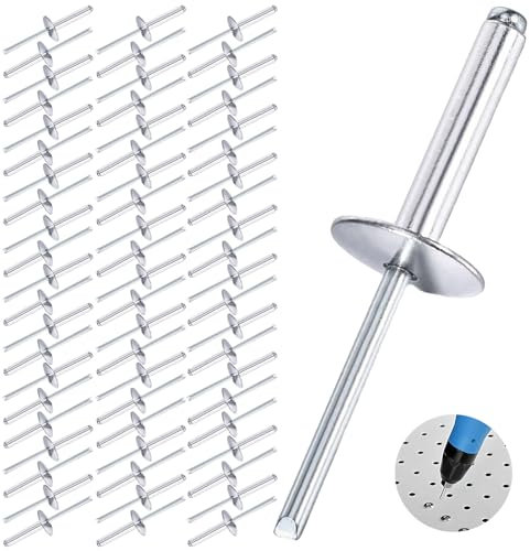 Lot de 60 rivets aveugles en aluminium - 4,8 x 20 x 16 mm - Avec noyau en acier - Rivets aveugles en aluminium - Argentés - Pour l'industrie et les meubles - Conteneur mécanique et électronique
