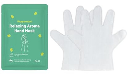 Mascarilla de Manos Diaria de Menta Suave | 1 par de mascarillas hidratantes y fortalecedoras para manos secas y cansadas