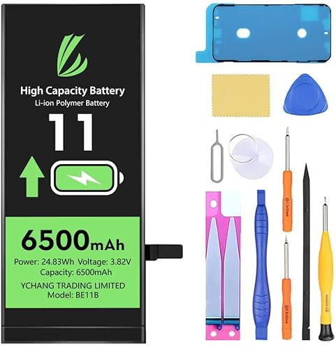 LL TRADER - Batería para iPhone 11, 6500 mAh de Alta Capacidad con Herramientas de reparación 2025