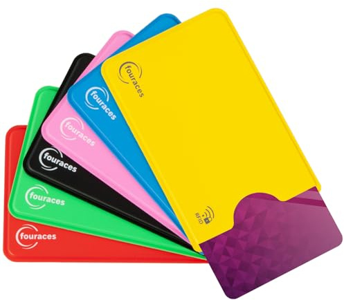 fouraces 6x porta tessere carte di credito con protezione RFID - proteggi tessera, schermato - per bancomat, blocking, protection