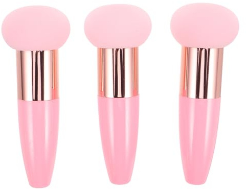 Hemobllo Silicone Mushroom Head Makeup Sponges 3Pcs with Handle for Liquid Foundation and Blush Application on Face