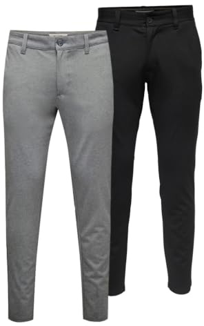 Only & Sons Chino byxor ONSMARK slim fit chinobyxor, B: Medium grå melange/svart, 29W / 32L