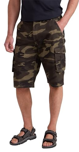Mountain Warehouse Mens Camo Cargo Shorts - 100% Cotton Twill Short Trousers, Lightweight Pants, Breathable, Durable Shorts - Spring Summer, Hiking, Walking, Beach Khaki Men's W38
