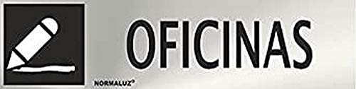 Normaluz RD707042 - Señal Adhesiva Rectangular Oficinas Acero inoxidable Adhesivo 0.8 mm 5x20 cm, Gris
