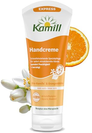 Kamill Handcreme Express 100ml – vegane Creme – Hand- & Nagelpflege mit Bio- Kamille und Orangenblüte in Reisegröße – beruhigend & feuchtigkeitsspendend