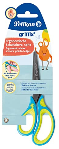 Pelikan Schulschere Griffix spitz, für Linkshänder, Neon Fresh BLUE, 1 Stück