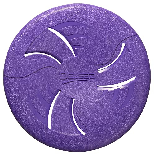 HONGEZEY Indestructible Dog Flying Disc, Interactive Dog Flyer Toys, Soft Lightweight Catch and Fetch Toys for Medium Large Dogs, Floats in Water & Safe on Teeth, 9 inch (Large, Purple)