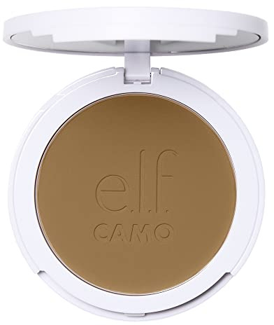 e.l.f. Camo Powder Foundation, Lightweight, Primer-Infused Buildable & Long-Lasting Medium-to-Full Coverage Foundation, Tan 425 N
