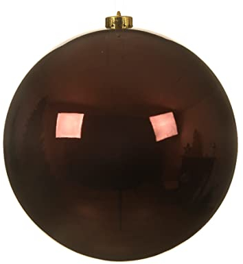 Kaemingk Weihnachtskugeln Kunststoff 20cm x 1 Stück Christbaumkugeln XXL bruchsicher Dunkelbraun Rotholz