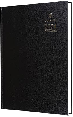 Collins Debden Collins Standard Desk 2024 dagbok A5 dag till en sida företagsdagbok (avtalade tider) – affärsplanerare och organiserare – januari till december 2024 dagbok – dagligen – svart –