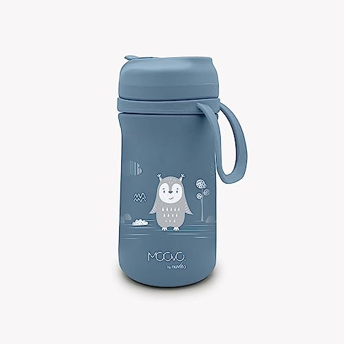 Nuvita 4440 | Recipiente térmico con boquilla de silicona y pajita | Contenedor aislante para líquidos | Botella portátil | Termos bebidas calientes y frías | Contenedor 350 ml | Powder Blue
