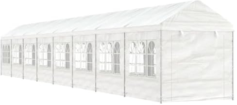 Pavillon mit Dach Weiß 17,84x2,28x2,69 m Polyethylen, LAPOOH Gartenpavillon, Faltpavillon, Pergola, Partyzelt, Standmarkise, Sonnenzelt, Garten Pavillion, Grillpavillon 3155484