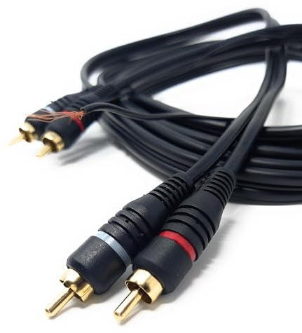 DRUT 3 m lång jordkabel för twin-cinch fono-skivspelare mixer med jordklämmor, kabel 10 fot