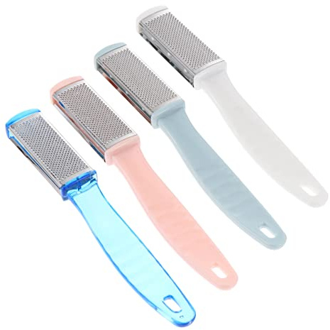 Mipcase Smerigliatrice per Piedi 4 Pezzi in Acciaio Inossidabile Rimuovere Calli Piedi e Pelle Morta Impugnatura Antiscivolo Colore Casuale Stile Casuale