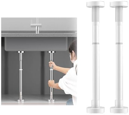 XRRJFYH Poteau de Support Réglable, Support Evier Sous Plan, Pieds Évier Sans Perçage Pour Lavabo de Salle de Bain et Evier de Cuisine, 2 Pièces (Color : Bianco, Size : 50~80cm/19.7~31.5in)