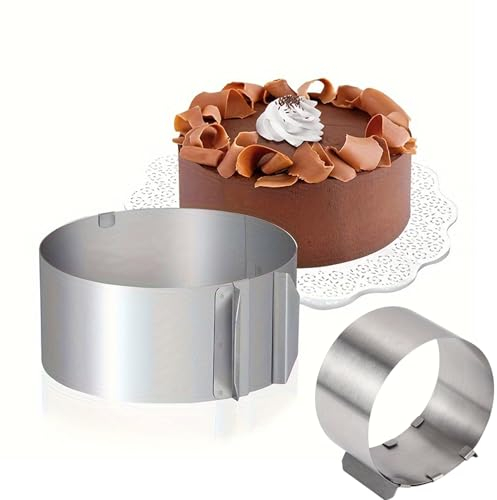 UV STYLISH Tortenring Verstellbar - Verstellbar 16-30 cm Durchmesser, 10 cm Höhe, Mit Skala, Hitzebeständiges Backzubehör, Edelstahl (Silber)