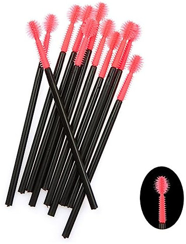 50PCS/PACK Disposable Silicone Eyelash Brush Mascara Wands Applicator Eyebrow Brush Eyelash Extension Supplies Makeup Tools(Spherical Shape),