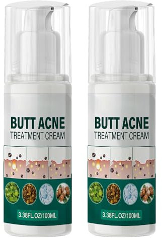 KOAHDE Reinigungscreme gegen Akne für Gesäß, Behandlung von Pickeln, Reparaturcreme für die Haut, feuchtigkeitsspendende Creme für Po, Creme für Pickel und dunkle Flecken, 2 Stück