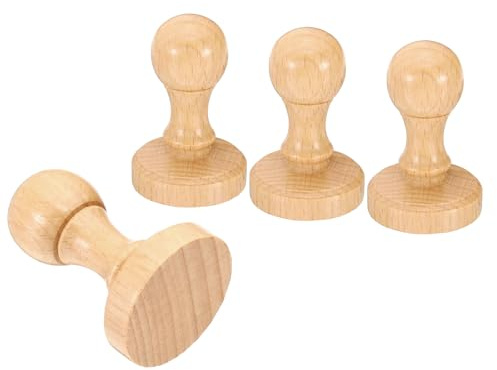PATIKIL 40mm Maniglia Tonda in Legno per Timbro, 4pz Pomelli Legno Supporti Timbri Maniglie Cassetti per Creazione Timbri Fai Da Te Album Ritagli, Marrone
