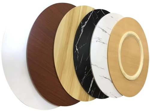 HanDpi Großes Lazy Susan-Tablett aus Holz für Küchen-/Esstisch, Serviertablett, rund, drehbar, 50 cm, 60 cm, 70 cm, 80 cm, 90 cm, Tischplatte, Schwenkplatte, leise, glatt, stabil (Farbe: weißer Mar