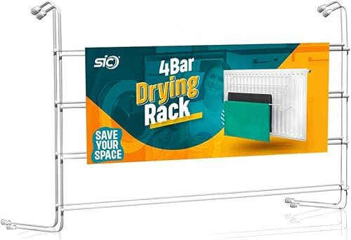 SIC 2-Pack 4-Tier Radiator Clothes Airer – Space-Saving Metal Drying Rack for Laundry, Towels & Clothes – Sturdy, Compact Indoor Drying Rack – Ideal for Small Spaces & Apartments