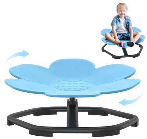 NAIZY Carrousel pour enfants - Chaise pivotante pour autisme sensoriel - Entraînement d'équilibre - Jouet sensoriel de coordination et d'équilibre - Pour enfants à partir de 3 à 9 ans - Bleu
