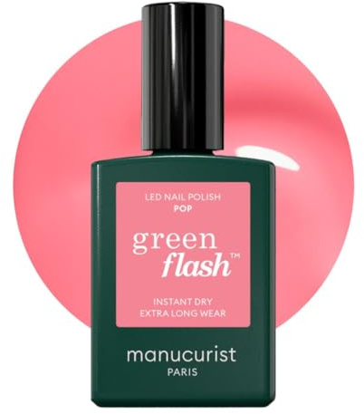 Manucurist Green Flash™ Grelles Pink Gel Nagellack Pop - Hema Free UV Lack, 12-Free Lack, Bio-basiert - Nägel Selber Machen für UV Lampe Nägel - Professionelle Maniküre