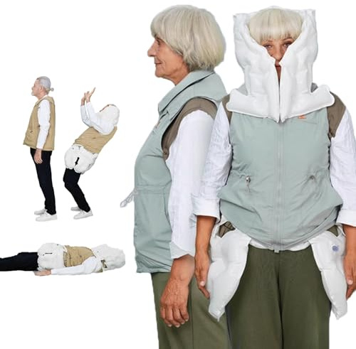 Giubbotto Anticaduta Leggero Con Airbag, Giacca Intelligente Con Airbag Indossabile Dotata Di App, Dispositivo Di Protezione Anticaduta Riutilizzabile Per Anziani,Green(Ms)-M