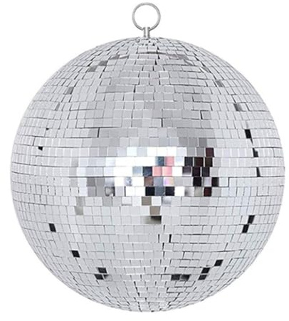 Zymoplas Bola de espejo de discoteca, lámparas redondas de cristal giratorias plateadas, barra de luz de escenario de música de baile, decoraciones navideñas para bodas y fiestas, 25cm /Plata