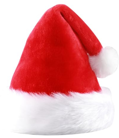 Gorra de Navidad unisex Generisch, moderna, color dulce, larga, terciopelo, gorra de Navidad, rojo, talla única