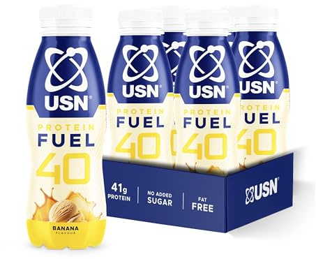 USN Protein Fuel 40 Ready-to-Drink I Banana I 6 x 500ml | 41g High Protein | 235kcal | Fat Free | No Added Sugar | Instant Gym Recovery Milkshake | Lean Muscle Builder Active Drink