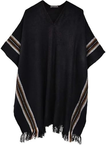 Gamboa Alpaca Wool Poncho Men Panchos Mexican Adult Cowboy and Western Hippie Poncho para Hombre V Neck
