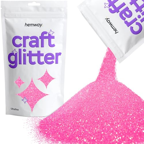Hemway Craft Glitter Baby Pink Iridescent 100g Ultrafine Glitter | for Crafts, Resin, Cosmetic, Nail, Face, Body, Festival, Tumblers, Art, Candle, Crafting