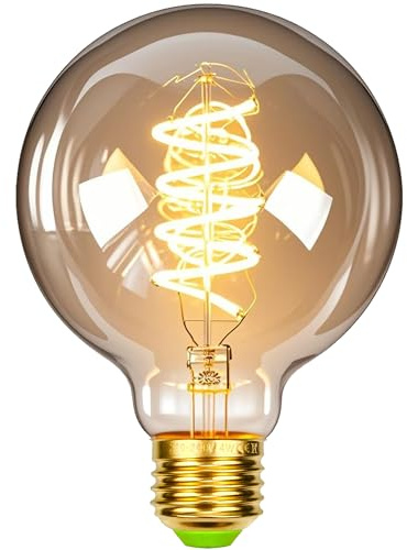 TIANFAN LED-lampor vintage glödlampa 4 W dimbar 220/240 V E27 Edison-glödlampa LED-glödlampa specialitet dekorativ lju värme glöd (G95 spiral gyllene)