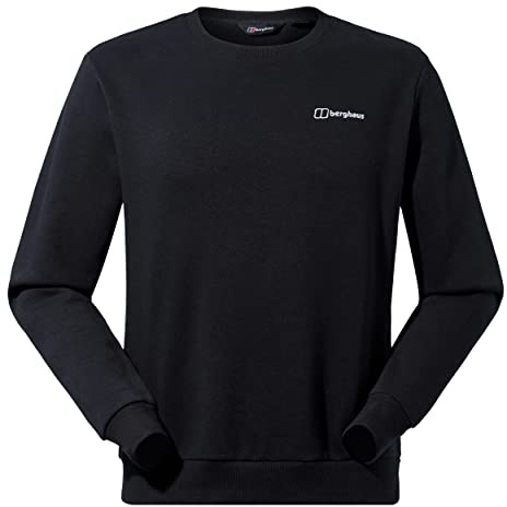 Berghaus Men's Logo Sweatshirt Crew Neck Jumper | Added Warmth | Extra Comfortable Sweatshirt, Black/Black, S