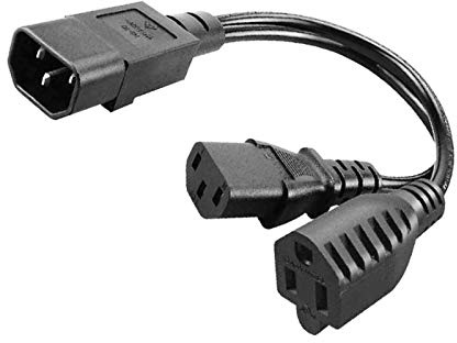 C14 to C13+NEMA 5-15R Y Splitter Power Plug Cord,Single C14 Male to C13+Nema 5-15R Female Splitter Adapter Cable Cord,30cm