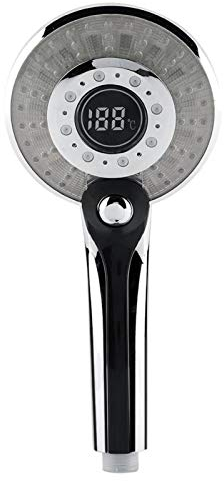 Duschkopf, LED Duschkopf 3 Farben Temperaturkontrolle Farbwechsel Handbrause mit Digital Temperaturanzeige
