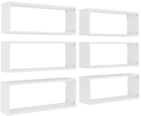vidaXL 6X Estantes Cubo Pared Estantería Colgante CD Libros Coleccionables Fotos Premios Adornos Decoración Librerías Contrachapada Blanco 60x15x23 cm