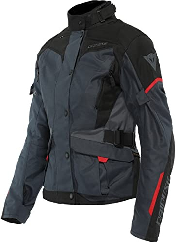 Dainese - Tempest 3 D-Dry Lady, Chaqueta de Moto Touring para Mujer, Chaqueta Impermeable, Forro Térmico Extraíble, Protectores de Hombro y Codo, Ébano/Negro/Rojo Lava, 54