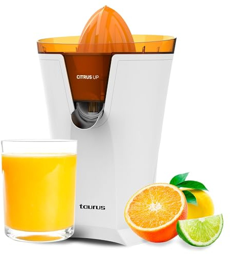 Taurus - Spremiagrumi Extra Alto Citrus Up | 40W | Versamento Continuo | 2 Coni per Spremitura | Serbatoio da 200ml | Bicchieri fino a 14cm | Uscita Bloccabile | Rotazione Bidirezionale