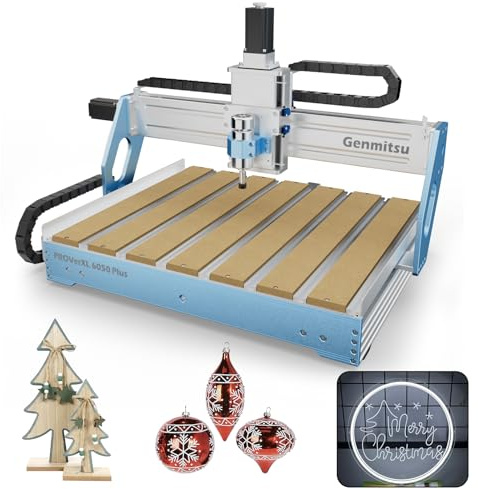 Genmitsu CNC Graviermaschine PROVerXL 6050 Plus, Ganzmetall CNC Fräse mit HG-15/20 Linearschienen, 60x50cm Großer Arbeitsbereich, 3,1 Nm NEMA23 Motor für Holz Metall