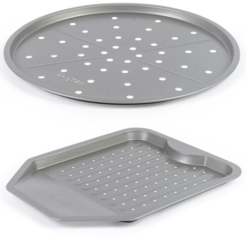 Salter Essentials Pizza and Chip Tray – Non-Stick Coating, Baking Trays, Dishwasher Safe, Easy to Clean, Made in The UK, Durable Carbon Steel, for Nights in, Lightweight Oven Sheet, PFOA-Free