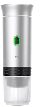 AMAZTECH Cafetera Portatil Capsulas - Maquina Cafe Portatil Compatible con NS DG y Cafe Molido - Versión Mejorada 2025 - Pantalla LED y Tanque 80 ml - Mini Cafetera Portátil 3 en 1 de Viaje (Plata)