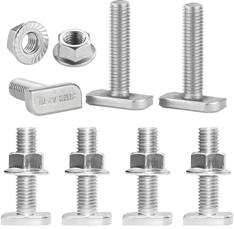15 tornillos de cabeza de martillo M10 x 30 mm, tornillos en T 304, acero inoxidable A2-70, con tuercas de brida, tornillos de invernadero, para rieles fotovoltaicos