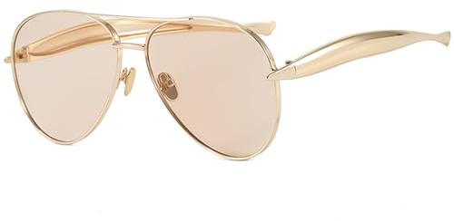 CIKJUK Oversized Pilot Sunglasses Womens Mens with Gold Streamline Metal Frame Retro Ladies Sun Glasses Trendy Shades for UV400 Protection-Gold Frame/Champagne Lens