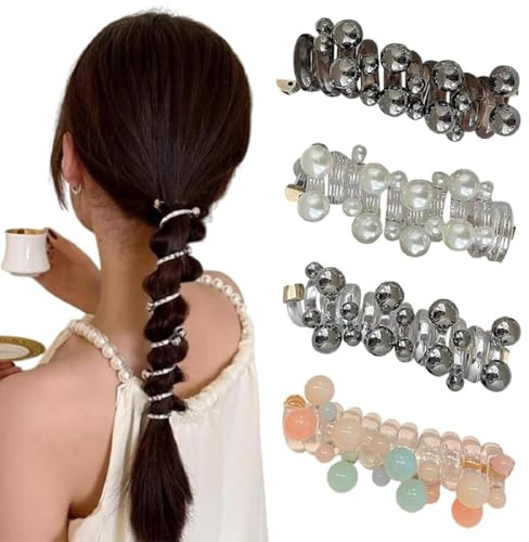 4 lazos elásticos suaves en espiral para el cabello, sin daños, accesorios de peinado, bandas para el pelo para mujeres y niñas