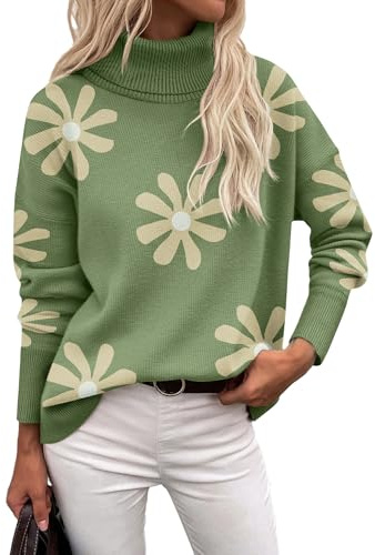Zeagoo Jersey de Cuello Alto para Mujer Otoño Cálido Sueter Invierno Pullover Largo Elegante Casual Punto Sweater