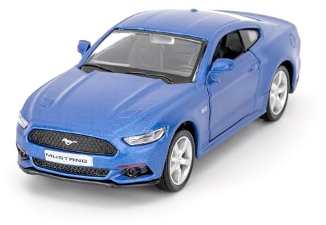 RMZ City Ford Mustang Auto Model, 1/36 Escala Fundición de Aleación de Zinc Juguete Coche para Niños, Tirar hacia atrás Vehículos para Niños Niños Niños Niñas Regalo (Azul)