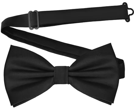 Shenlee 1 Pcs Men's Bow Tie,Adjustable Formal Neck BowTie,Classic Solid Color Pre-Tied Bow Tie for Men,Classic Solid Color Pre-Tied BowTie for Parties, Wedding (Black)
